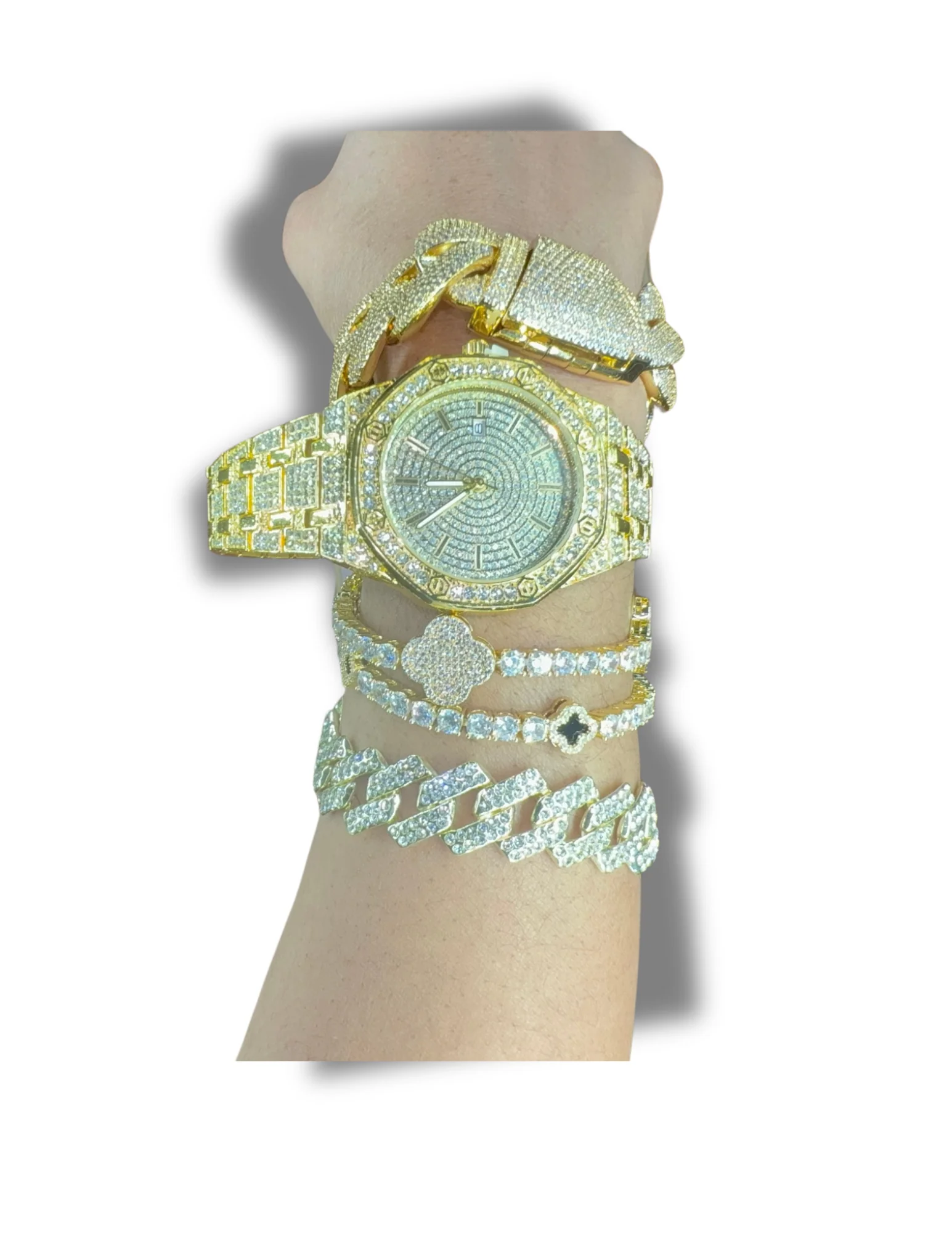 Gold Watch and Clover Bracelet Set GYVYN Decatur GA
