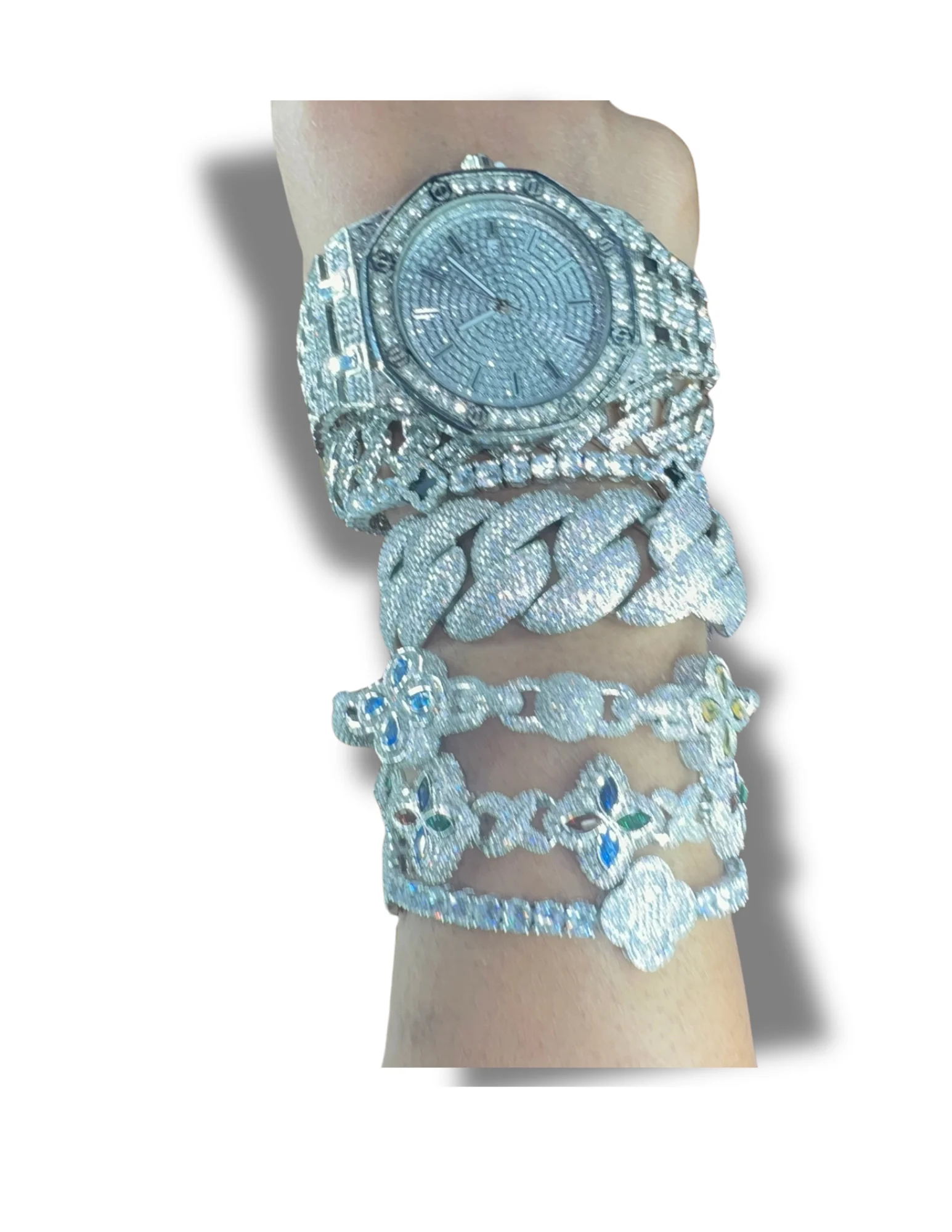 Silver Watch and Clover Bracelet Set GYVYN Decatur GA